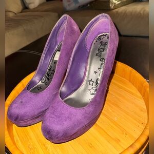 Brash Purple Suede Platform Pumps